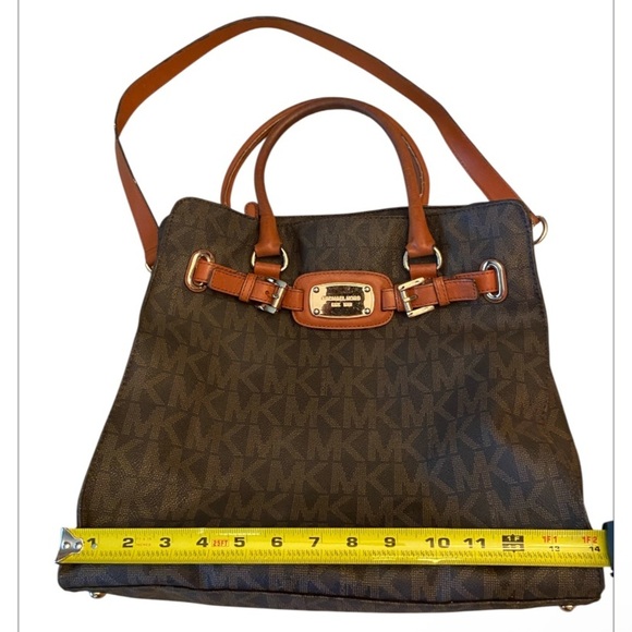 Michael Kors Hamilton Signature Shoulder bag Handbag Brown Saffiano Leather - Picture 8 of 10